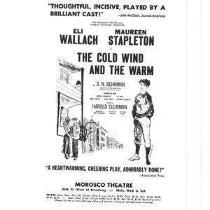 The Cold Wind And The Warm Eli Wallach Maureen Stapleton Morosco Theatre Flyer